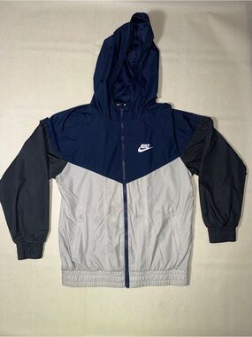 Nike Kids Navy, Light Gray & Black Hooded Windbreaker